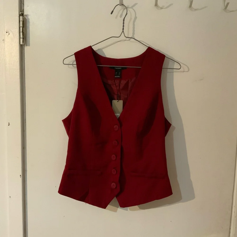 Forever 21 Red Button-Up Vest - Picture 1 of 3